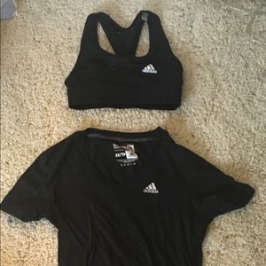 Adidas sports bra and adidas t-shirt